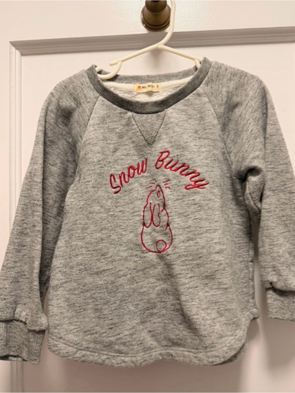 Marine Layer Kids Gray Sweatshirt with Red Snow Bunny Embroidery